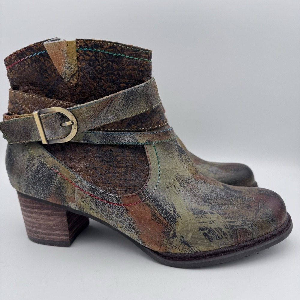 L'artiste‎ Spring Step Shazzam Booties Camel Multi Boot Sz 38 (US 7.5-8) NIB